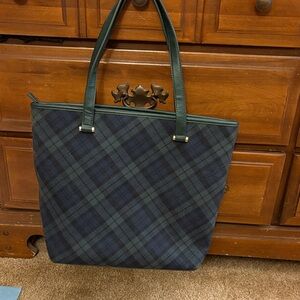 Talbots Green and Blue Plaid Shoulder Bag